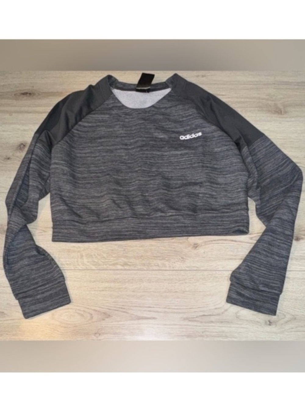 Adidas Grey Cropped Long Sleeve Sweatshirt Crewneck crew sweater